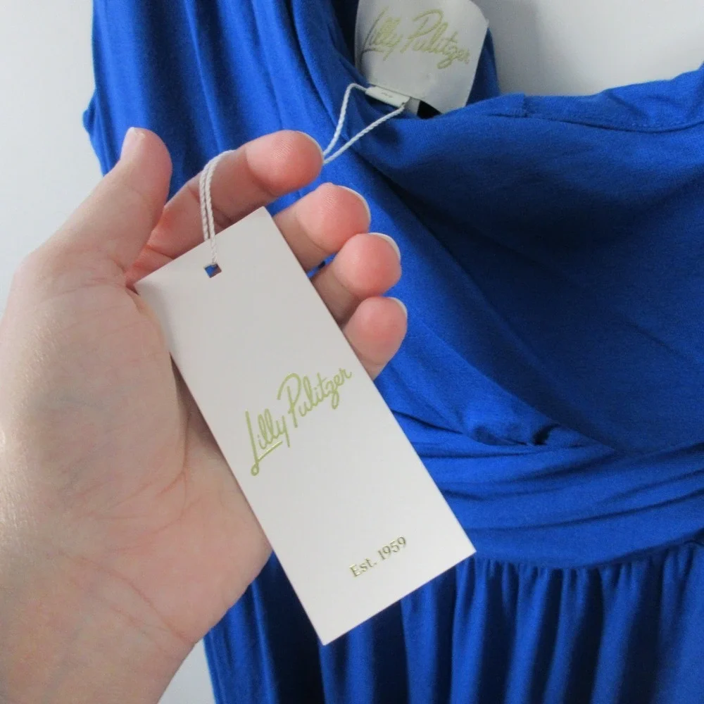 Lilly Pulitzer Helina One Shoulder Maxi Dress M Blue Rayon Blend Party Prom 426 - Picture 11 of 14